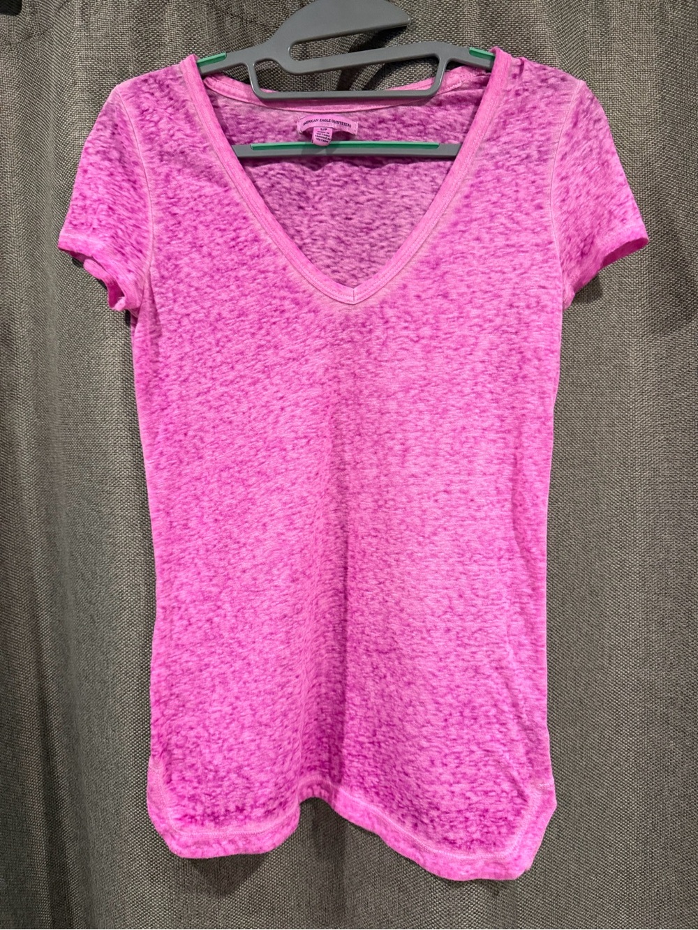 American Eagle Outfitters Women’s V-Neck Short Sleeve Tee - Bright Pink